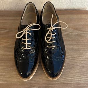 Paul green Black Oxford  lace up patent shoes